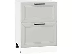 Шкаф нижний с 2-мя ящиками Нео Grey Silk/Белый 816*600*480