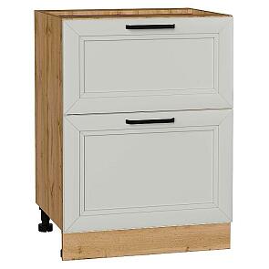 Шкаф нижний с 2-мя ящиками Нео Grey Silk/Дуб Вотан 816*600*480