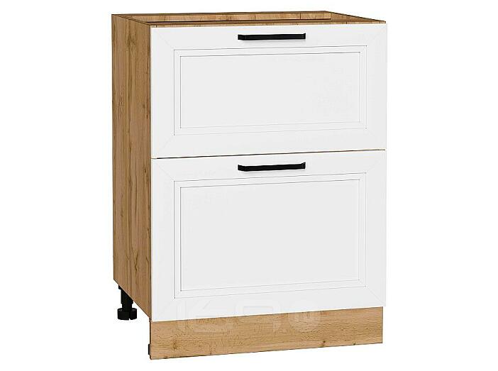 Шкаф нижний с 2-мя ящиками Нео White Silk/Дуб Вотан 816*600*480