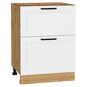 Шкаф нижний с 2-мя ящиками Нео White Silk/Дуб Вотан 816*600*480