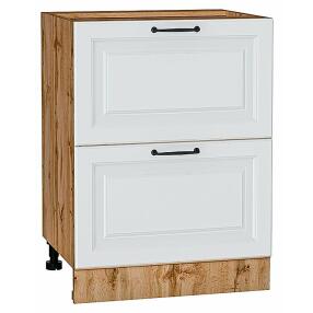 Шкаф нижний с 2-мя ящиками Ницца Blanco/Дуб Вотан 816*600*478