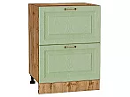 Шкаф нижний с 2-мя ящиками Ницца Дуб оливковый/Дуб Вотан 816*600*478