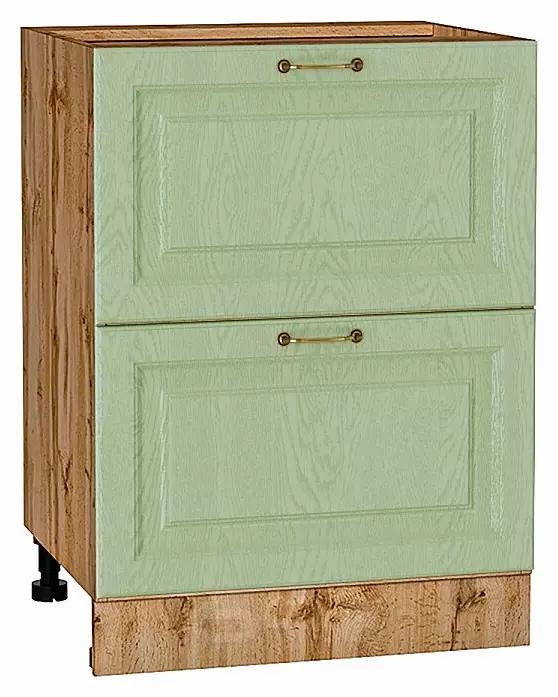 Шкаф нижний с 2-мя ящиками Ницца Дуб оливковый/Дуб Вотан 816*600*478