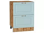 Шкаф нижний с 2-мя ящиками Ницца Голубой/Дуб Вотан 816*600*478