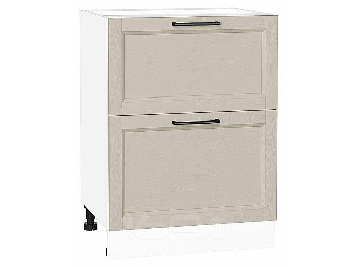 Шкаф нижний с 2-мя ящиками Сканди Cream Silkwood/Белый 816*600*480