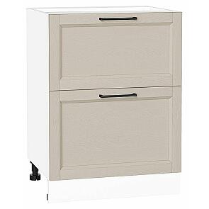 Шкаф нижний с 2-мя ящиками Сканди Cream Silkwood/Белый 816*600*480