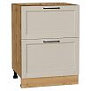 Шкаф нижний с 2-мя ящиками Сканди Cream Silkwood/Дуб Вотан 816*600*480