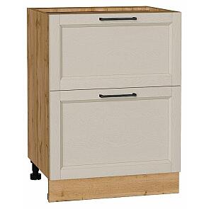 Шкаф нижний с 2-мя ящиками Сканди Cream Silkwood/Дуб Вотан 816*600*480