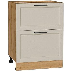 Шкаф нижний с 2-мя ящиками Сканди Cream Silkwood/Дуб Вотан 816*600*480