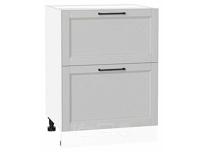 Шкаф нижний с 2-мя ящиками Сканди Grey Silkwood/Белый 816*600*480