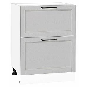 Шкаф нижний с 2-мя ящиками Сканди Grey Silkwood/Белый 816*600*480