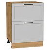 Шкаф нижний с 2-мя ящиками Сканди Grey Silkwood/Дуб Вотан 816*600*480