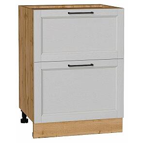 Шкаф нижний с 2-мя ящиками Сканди Grey Silkwood/Дуб Вотан 816*600*480