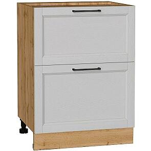 Шкаф нижний с 2-мя ящиками Сканди Grey Silkwood/Дуб Вотан 816*600*480