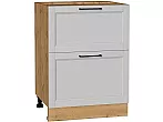 Шкаф нижний с 2-мя ящиками Сканди Grey Silkwood/Дуб Вотан 816*600*480