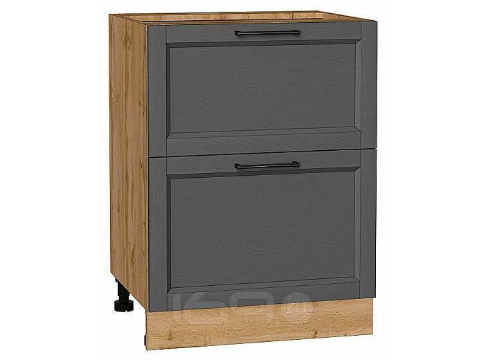 Шкаф нижний с 2-мя ящиками Сканди Stormy Silkwood/Дуб Вотан 816*600*480