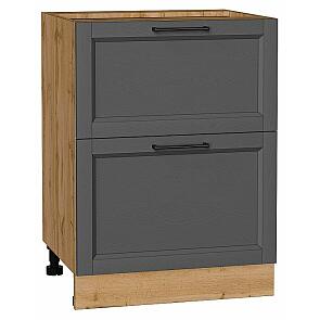 Шкаф нижний с 2-мя ящиками Сканди Stormy Silkwood/Дуб Вотан 816*600*480