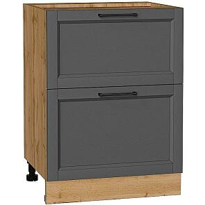 Шкаф нижний с 2-мя ящиками Сканди Stormy Silkwood/Дуб Вотан 816*600*480