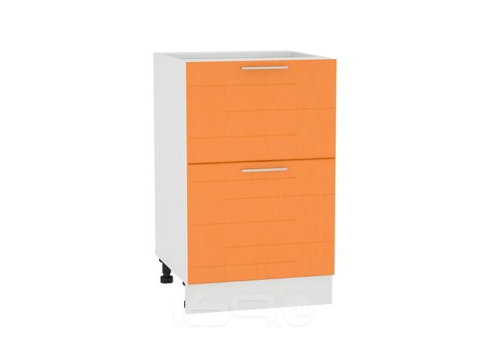 Шкаф нижний с 2-мя ящиками Техно Н 502 Оранжевый металлик-Белый Шкаф нижний с 2-мя ящиками Техно Н 502 Оранжевый металлик-Белый