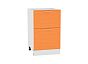Шкаф нижний с 2-мя ящиками Техно Н 502 Оранжевый металлик-Белый