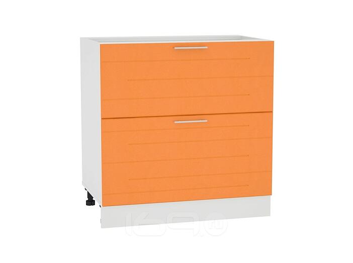 Шкаф нижний с 2-мя ящиками Техно Н 802 Оранжевый металлик-Белый