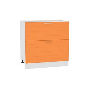 Шкаф нижний с 2-мя ящиками Техно Н 802 Оранжевый металлик-Белый