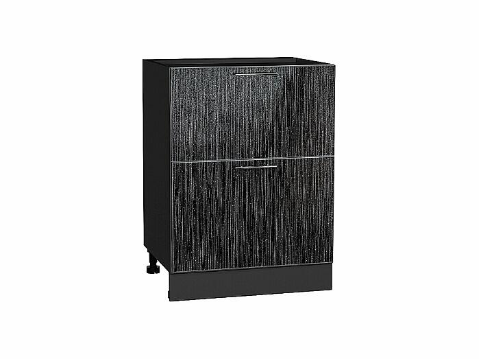 Шкаф нижний с 2-мя ящиками Валерия-М Черный металлик дождь Graphite