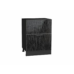 Шкаф нижний с 2-мя ящиками Валерия-М Черный металлик дождь Graphite 816*600*478