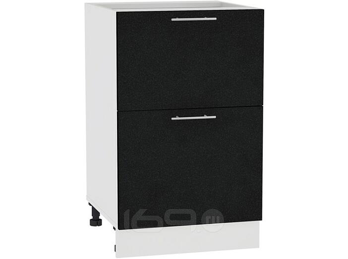 Шкаф нижний с 2-мя ящиками Валерия-М Н 502 Черный металлик-Белый