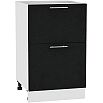 Шкаф нижний с 2-мя ящиками Валерия-М Н 502 Черный металлик-Белый
