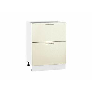 Шкаф нижний с 2-мя ящиками Валерия-М Н 600 Бежевый металлик-Белый