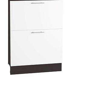 Шкаф нижний с 2-мя ящиками Валерия-М Н 602 Белый глянец-Венге