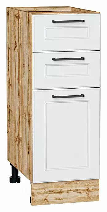 Шкаф нижний с 3-мя ящиками Барселона Белый Дуб Вотан 816*300*484