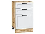 Шкаф нижний с 3-мя ящиками Барселона Белый Дуб Вотан 816*500*484