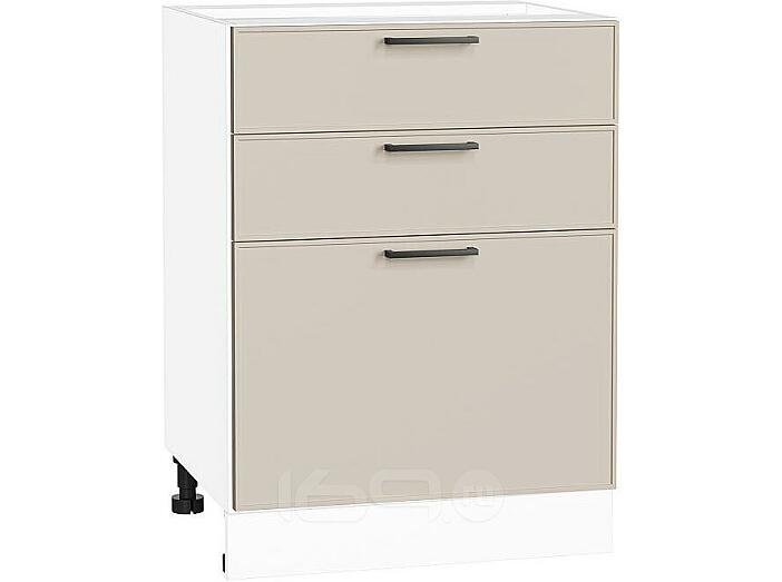 Шкаф нижний с 3-мя ящиками Эйр Cream Silk/Белый 816*600*480