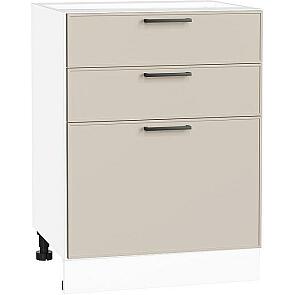 Шкаф нижний с 3-мя ящиками Эйр Cream Silk/Белый 816*600*480