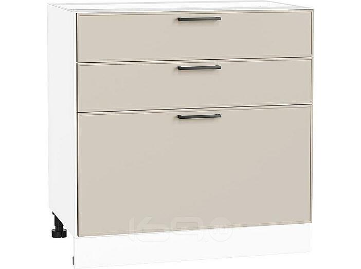 Шкаф нижний с 3-мя ящиками Эйр Cream Silk/Белый 816*800*480