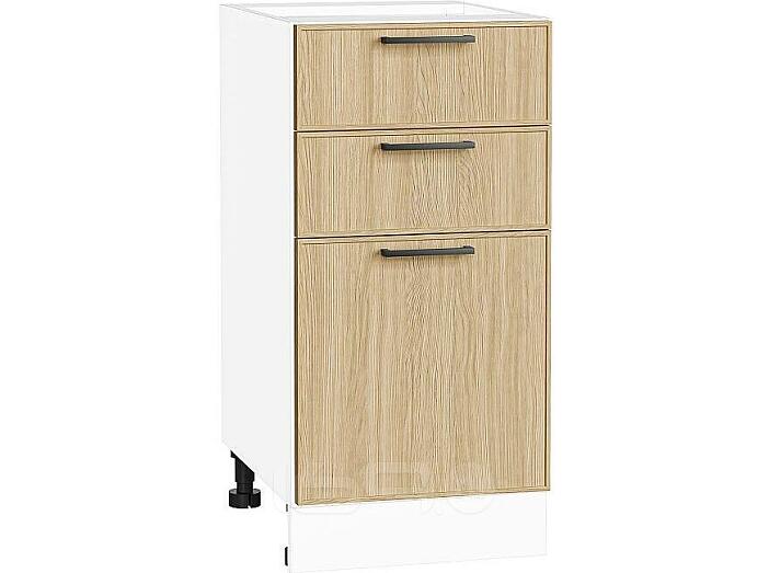 Шкаф нижний с 3-мя ящиками Эйр Real Oak/Белый 816*400*480