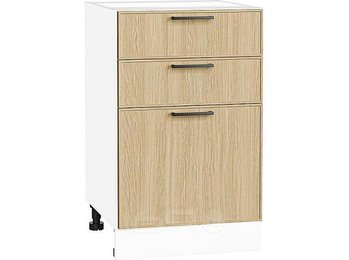 Шкаф нижний с 3-мя ящиками Эйр Real Oak/Белый 816*500*480
