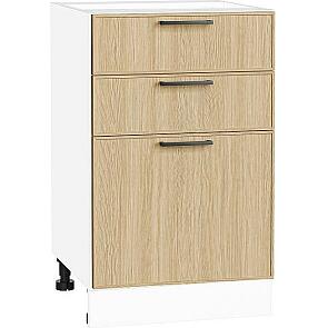 Шкаф нижний с 3-мя ящиками Эйр Real Oak/Белый 816*500*480