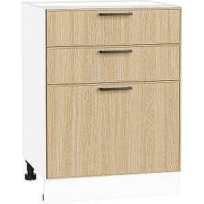 Шкаф нижний с 3-мя ящиками Эйр Real Oak/Белый 816*600*480