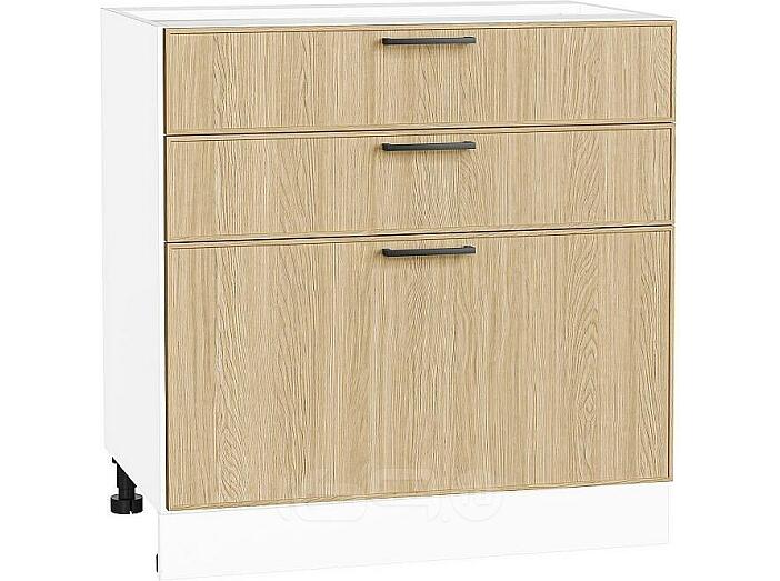 Шкаф нижний с 3-мя ящиками Эйр Real Oak/Белый 816*800*480