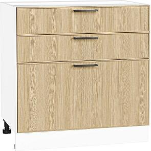 Шкаф нижний с 3-мя ящиками Эйр Real Oak/Белый 816*800*480