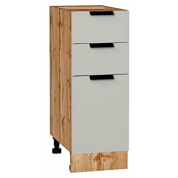 Шкаф нижний с 3-мя ящиками Евро Агат Дуб Вотан 816*300*478