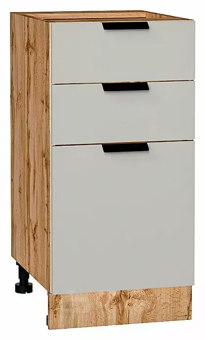 Шкаф нижний с 3-мя ящиками Евро Агат Дуб Вотан 816*400*478