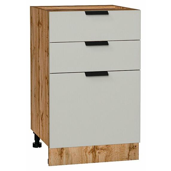 Шкаф нижний с 3-мя ящиками Евро Агат Дуб Вотан 816*500*478