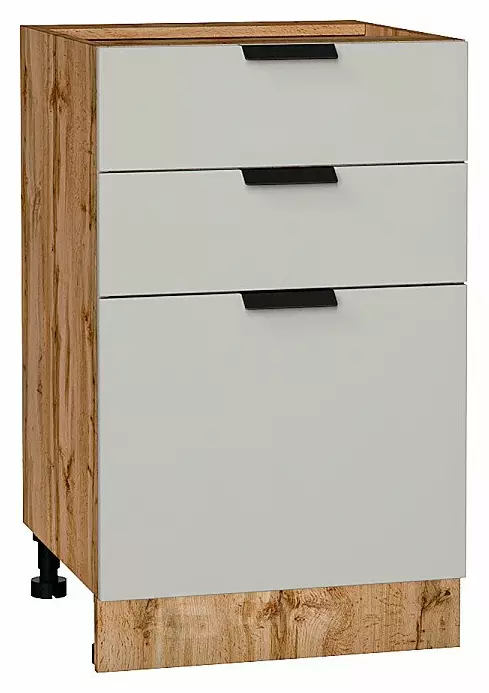 Шкаф нижний с 3-мя ящиками Евро Агат Дуб Вотан 816*500*478