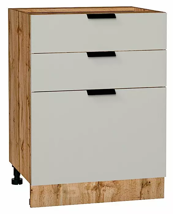 Шкаф нижний с 3-мя ящиками Евро Агат Дуб Вотан 816*600*480