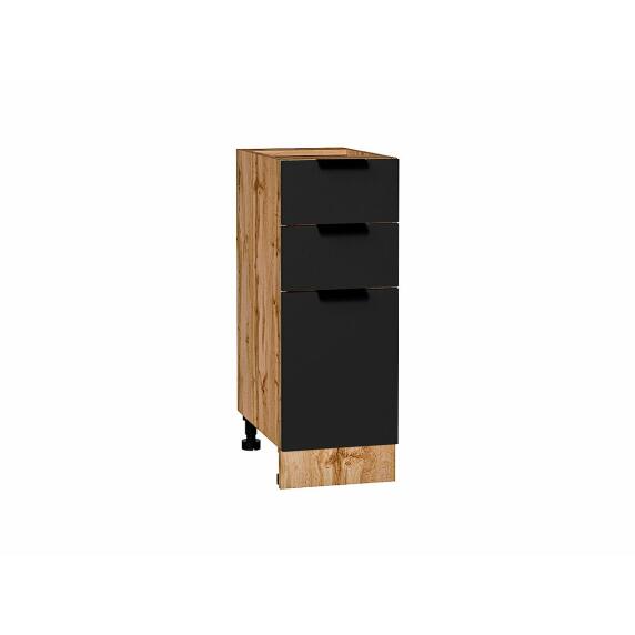 Шкаф нижний с 3-мя ящиками Евро Антрацит Дуб Вотан 816*300*478