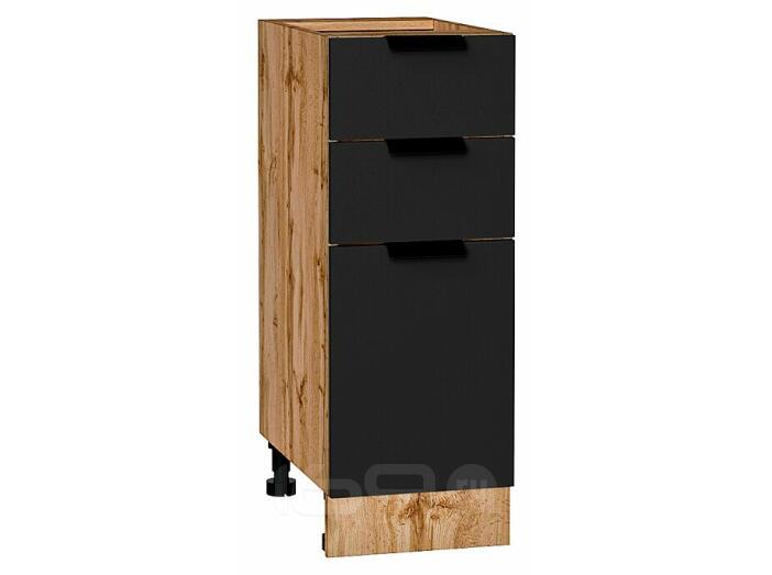 Шкаф нижний с 3-мя ящиками Евро Антрацит Дуб Вотан 816*300*478